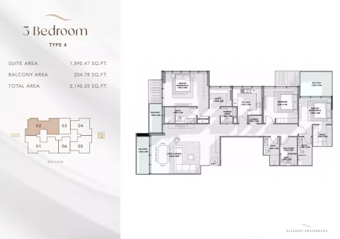 Floor plan, 3 Beds, 2,145 sq ft