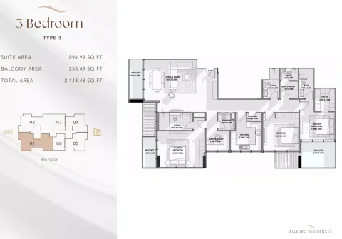 Floor plan, 3 Beds, 2,148 sq ft