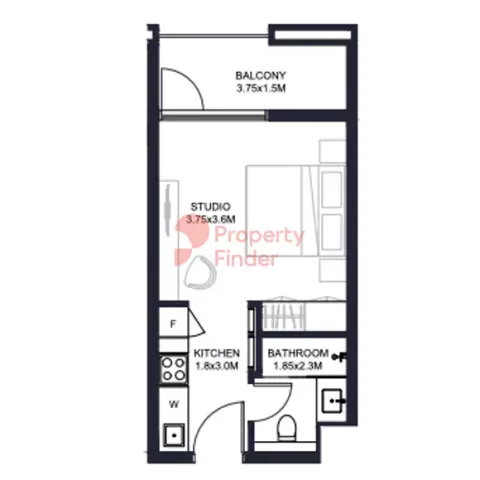 Floor plan, Studio, 356 sq ft