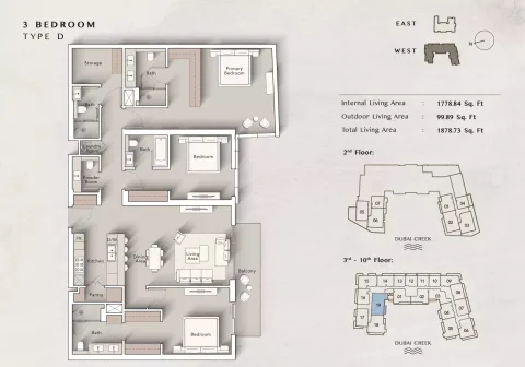 Floor plan, 3 Beds, 1,878 sq ft