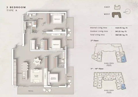 Floor plan, 3 Beds, 1,867 sq ft