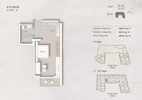 Floor plan, Studio, 485 sq ft