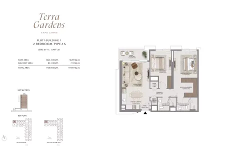 Floor plan, 2 Beds, 1,126 sq ft