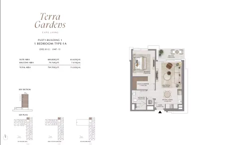 Floor plan, 1 Bed, 765 sq ft