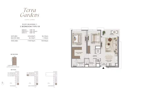 Floor plan, 2 Beds, 1,118 sq ft