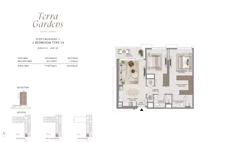 Floor plan, 2 Beds, 1,118 sq ft