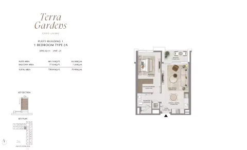 Floor plan, 1 Bed, 758 sq ft
