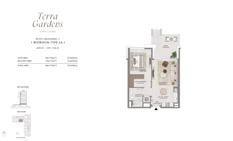 Floor plan, 1 Bed, 842 sq ft