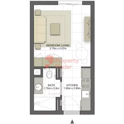 Floor plan, Studio, 319 sq ft