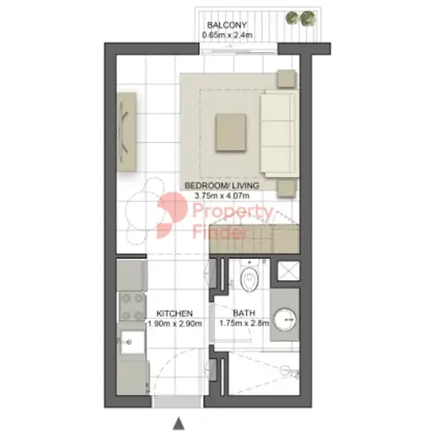 Floor plan, Studio, 336 sq ft
