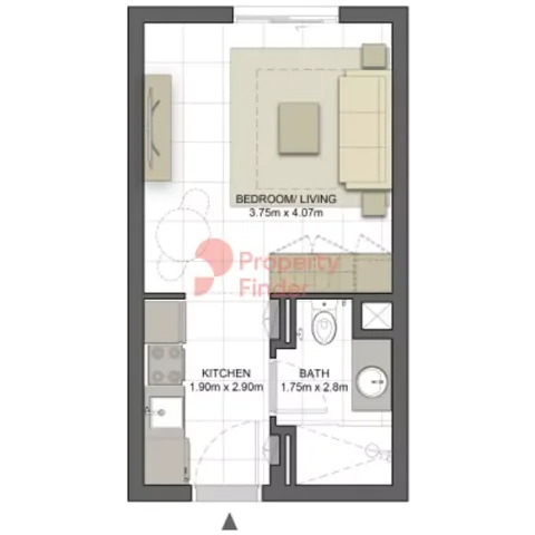 Floor plan, Studio, 320 sq ft