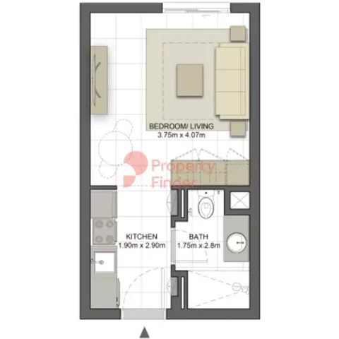 Floor plan, Studio, 319 sq ft