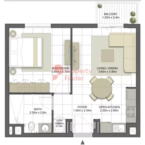Floor plan, 1 Bed, 621 sq ft
