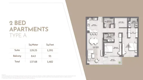 Floor plan, 2 Beds, 1,482 sq ft