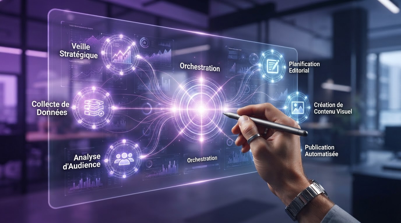 Orchestration multi-agents IA : Automatisez votre veille et création