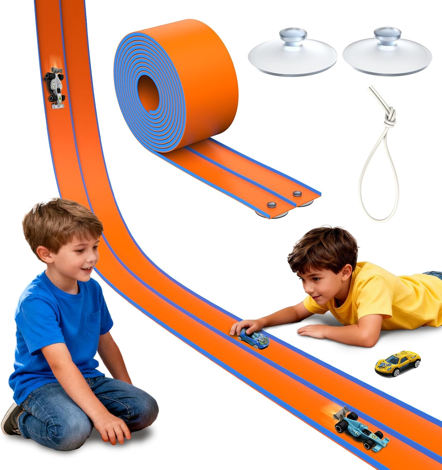 ACELIFE Circuit de Voiture Flexible 4,5m - Double Piste de Course avec 6 Voitures