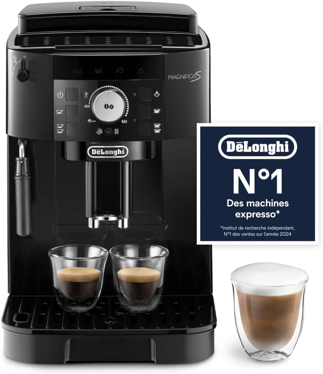 De'Longhi Magnifica S - Automatic Coffee Machine 2 Drinks Black | Coffee Bean Machine, Manual Milk Frother, Espresso and Cappuccino, 2 Cup Function, Button Cont