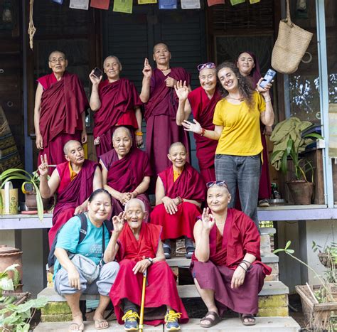 Karsha nuns at Matrimandir gardens