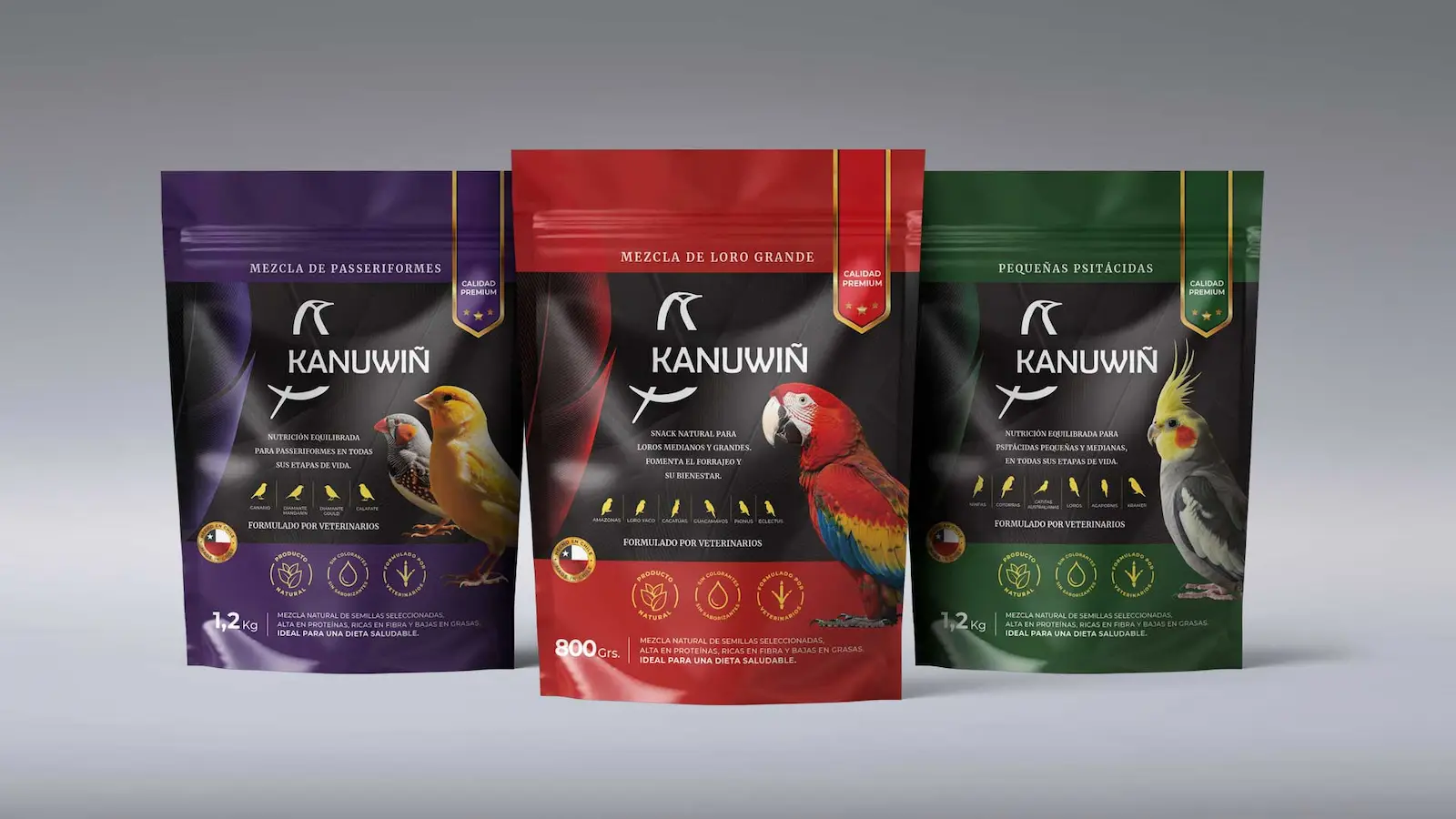 Línea completa de packaging Kanuwiñ diseñada por Austral Creativo