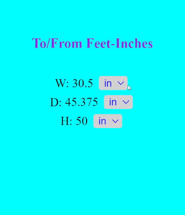 Physical Quantity to/from Feet-Inches (Gif Animation)