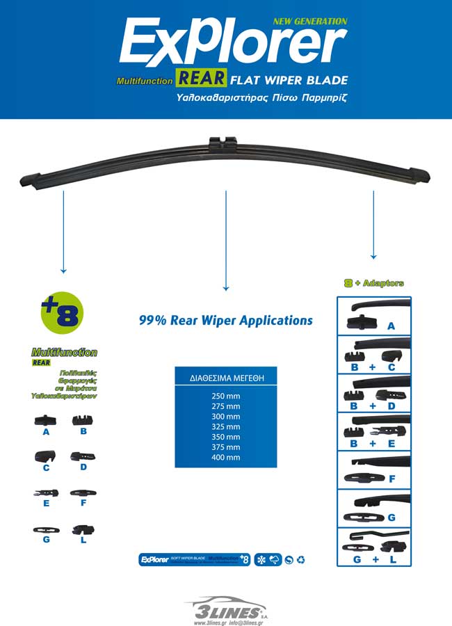 Υαλοκαθαριστήρας Οπίσθιος EXPLORER Rear Flat (12" / 30cm)