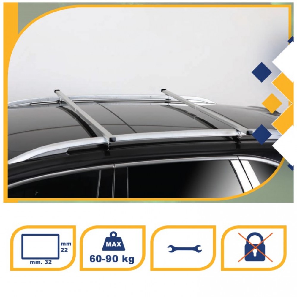 Μπάρες Οροφής Αλουμινίου RAPID K39 Για Rails (Ασημί / 85cm - 135cm)