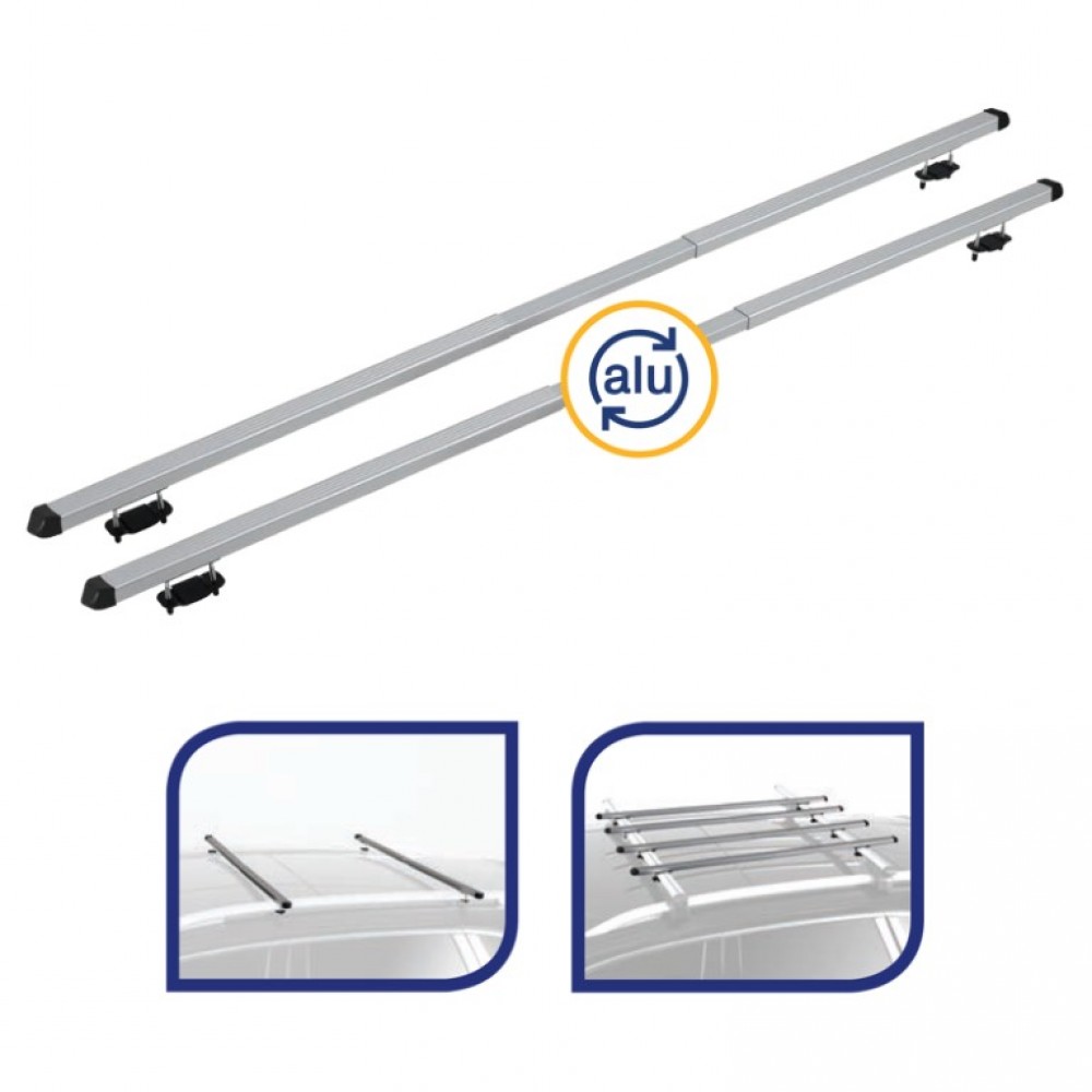 Μπάρες Οροφής Αλουμινίου RAPID K39 Για Rails (Ασημί / 85cm - 135cm)