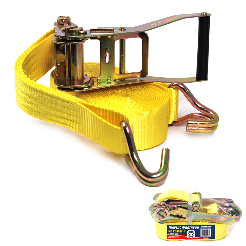 Ιμάντας Καστάνια 8m 4000kg & Γάντζους Κίτρινος