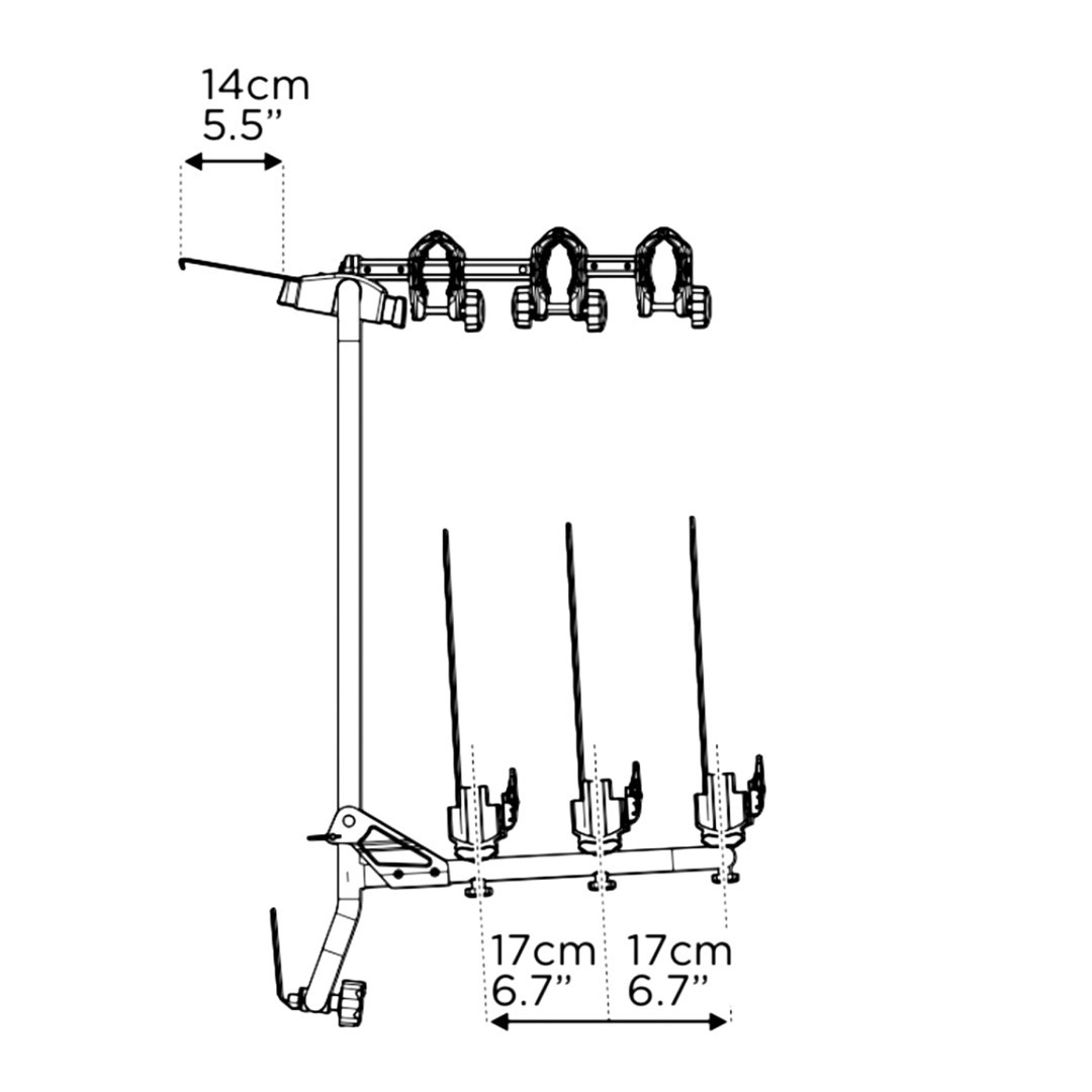 Βάση Ποδηλάτου Πορτ Μπαγκάζ MENABO SHADOW CADDY Για 3 Ποδήλατα Για VW CADDY