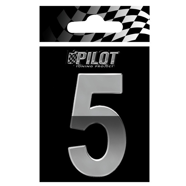 Αυτοκόλλητο Αριθμός 3D PILOT TYPE-4 "5" (70mm)