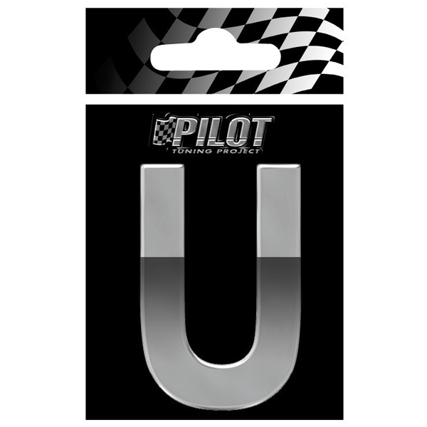 Αυτοκόλλητο Γράμμα 3D PILOT TYPE-4 "U" (70mm)