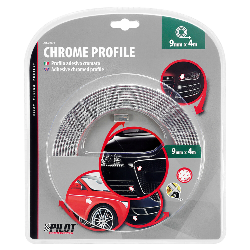 Αυτοκόλλητο Τριμ LAMPA Chrome Profile (9mm x 4m)