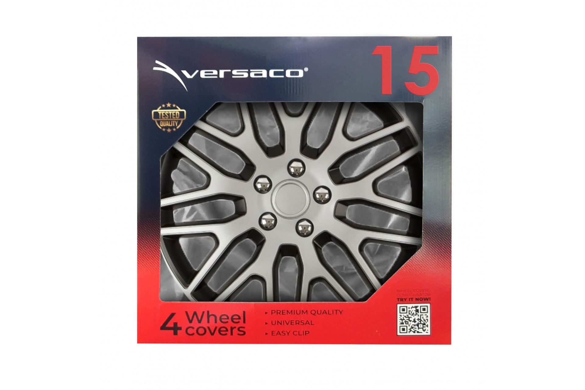 Amio - ΤΑΣΙΑ 15" DAKAR NC ΑΣΗΜΙ/ΜΑΥΡΟ - ΣΕΤ 4ΤΕΜ ΣΕ KOYTI (8507/AM)