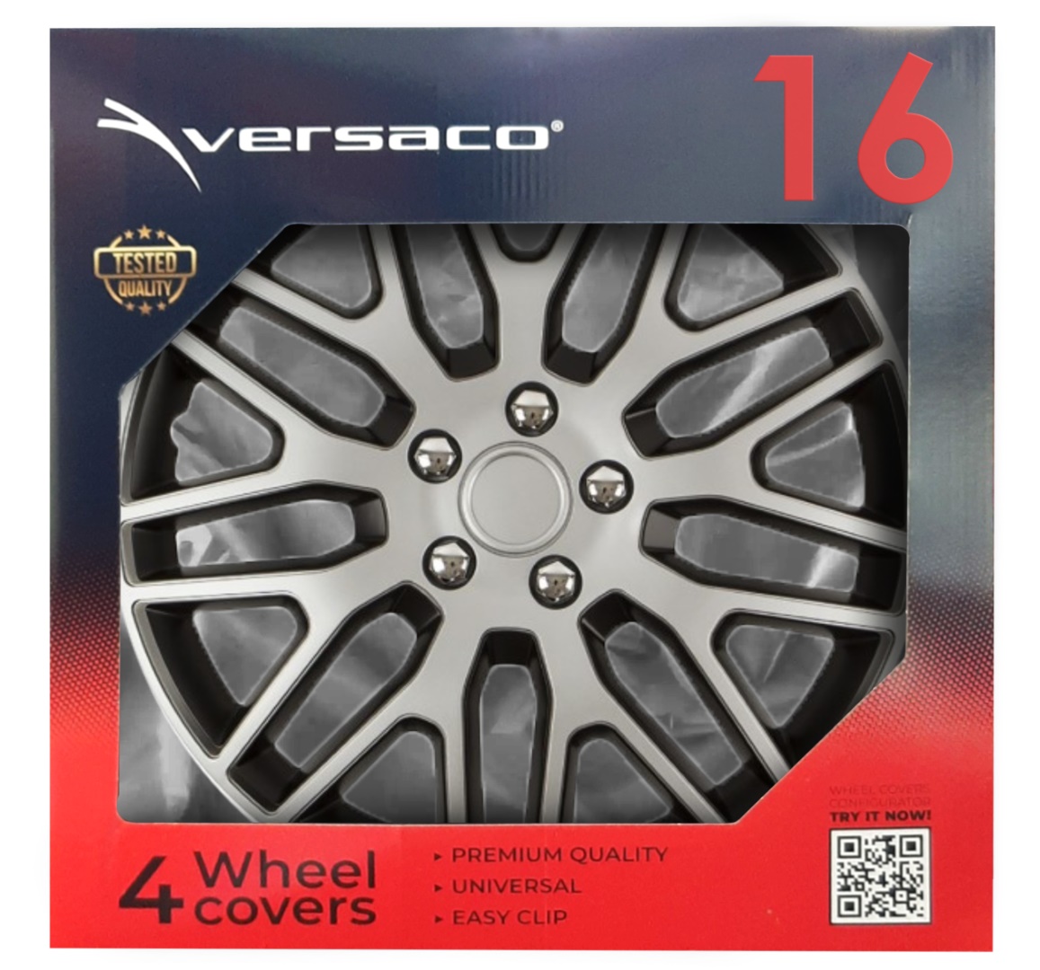 Amio - ΤΑΣΙΑ 16" DAKAR NC ΑΣΗΜΙ ΜΑΥΡΟ - ΣΕΤ 4ΤΕΜ ΣΕ KOYTI (8514/AM)