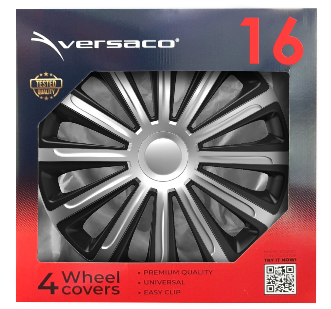Amio - ΤΑΣΙΑ 16" HUBCAP TREND SILVER BLACK - ΣΕΤ ΣΕ ΚΟΥΤΙ - 4 ΤΕΜ. (6858/AM)