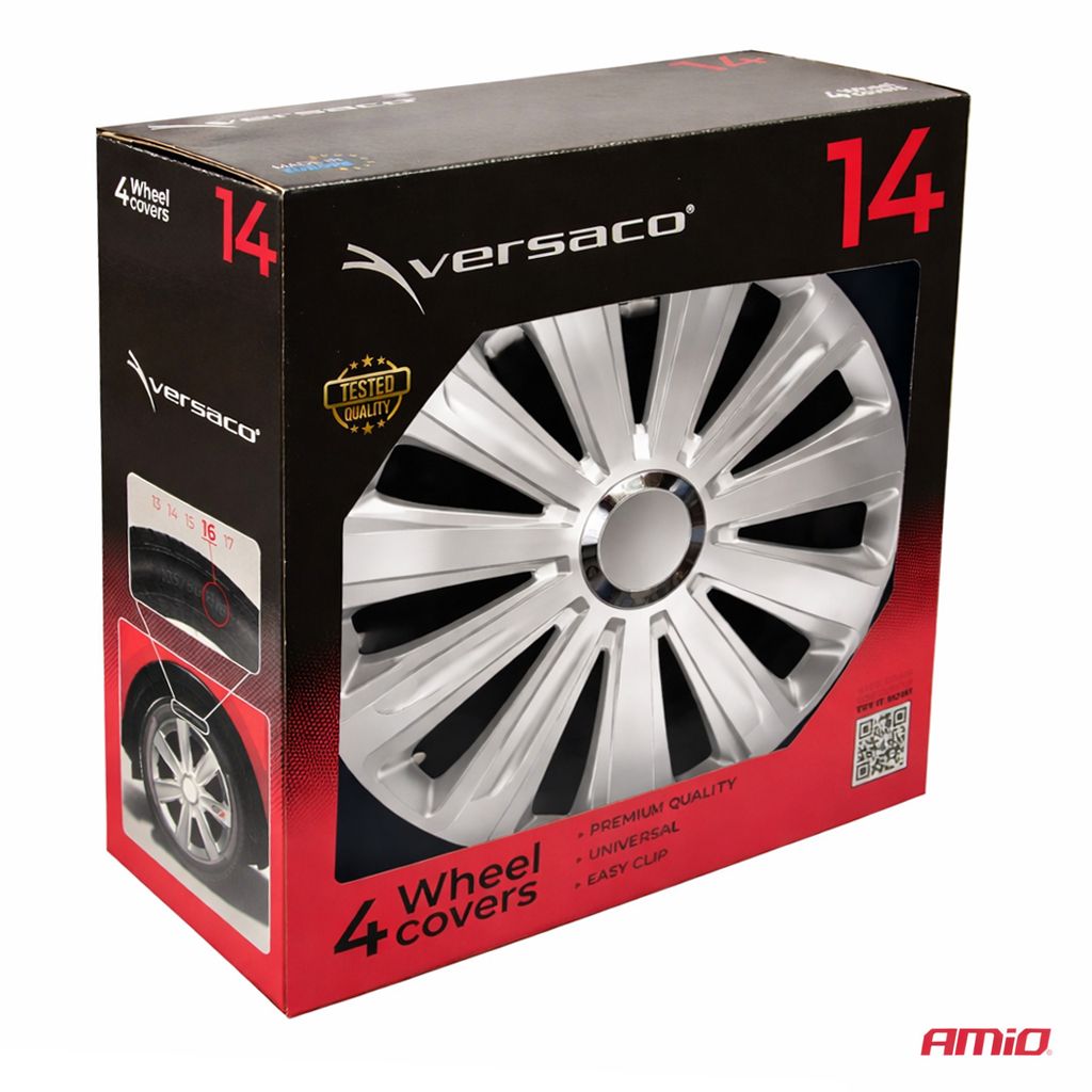 Amio – Τάσια Τροχών 14" Trend RC Ασημί για Αναβάθμιση Εμφάνισης & Καθημερινή Χρήση – Σετ 4 Τεμ. (6896/AM)