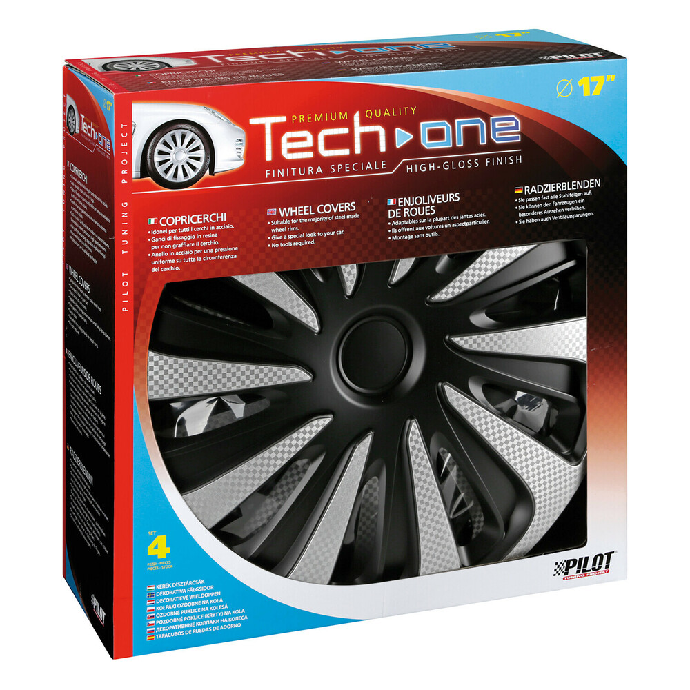 Lampa - Σετ Τάσια Αυτοκινήτου 17’’ Kojin Carbon TECH-ONE από υλικό ABS Ασημί / Μαύρο - 4 TEM (L3148.1)