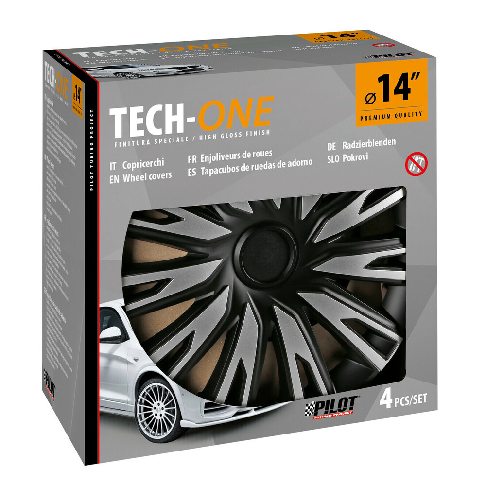 Lampa - Τάσια Shinku Silver/Black 14'' Tech-One σε Μαύρο/Ασημί Χρώμα για Σιδερένιες Ζάντες Αυτοκινήτου από ABS - Σετ 4 Τεμ. (L3145.1)
