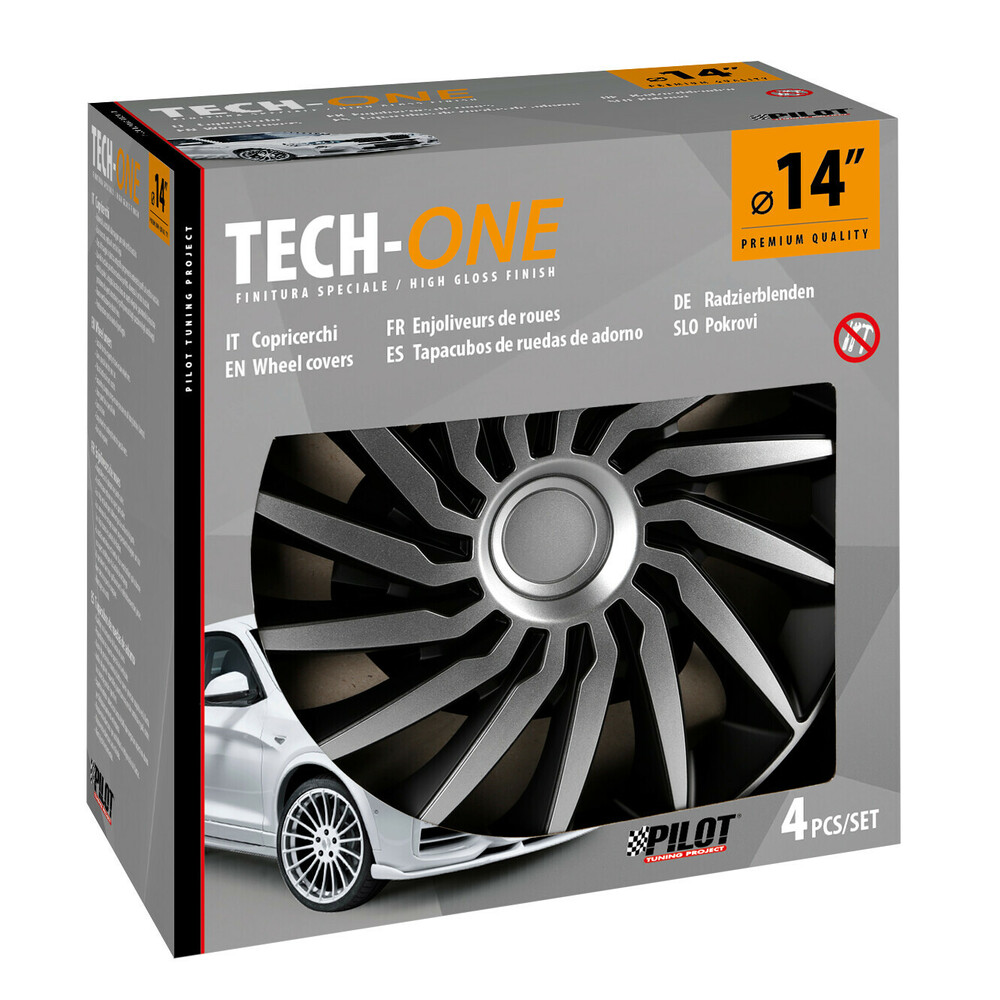 Lampa - Τάσια Tokyo Silver/Black 14'' Tech-One σε Μαύρο/Ασημί Χρώμα για Σιδερένιες Ζάντες Αυτοκινήτου από ABS - Σετ 4 Τεμ. (L3146.1)