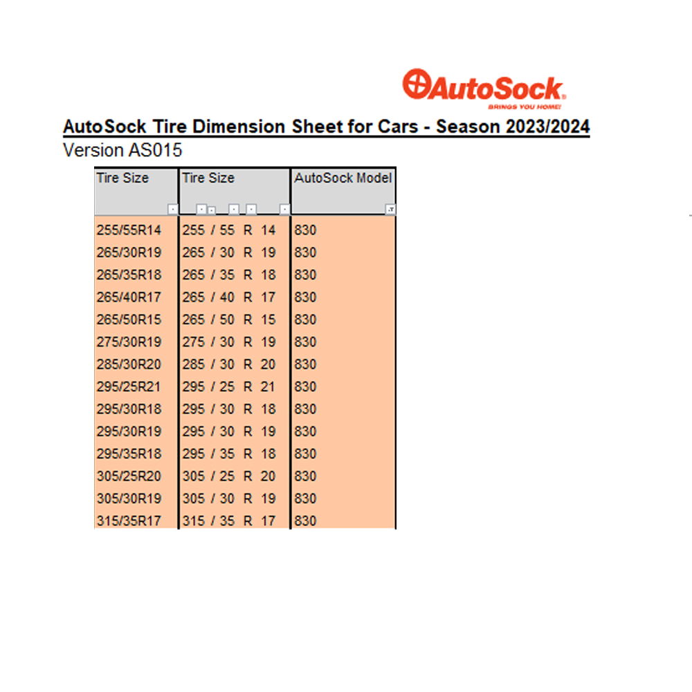 Autosock - ΑΝΤΙΟΛΙΣΘΗΤΙΚΟ ΠΑΝΙ ΧΙΟΝΙΟΥ AUTOSOCK 830 HIGH PERFORMANCE EDITION - 2 ΤΕΜ. (L.AS830)