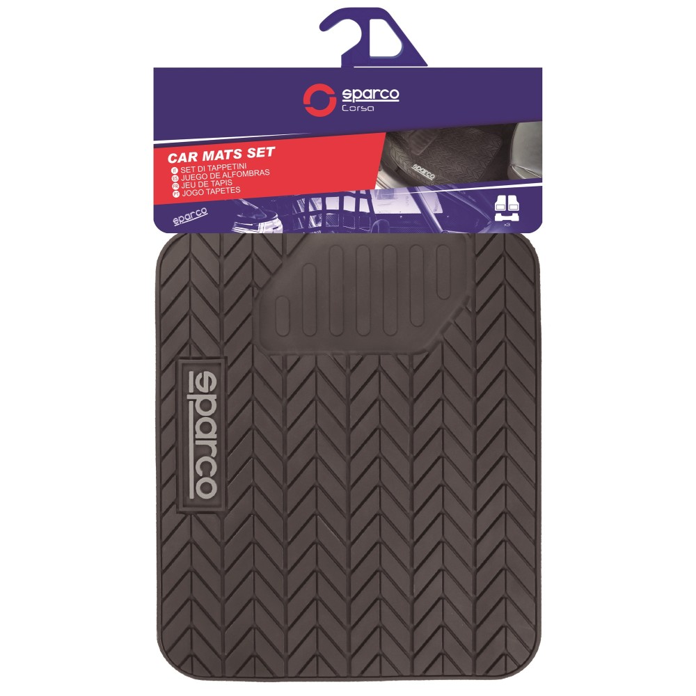 Πατάκια Αυτοκινήτου Λαστιχένια Μαύρα 3τμχ Sparco