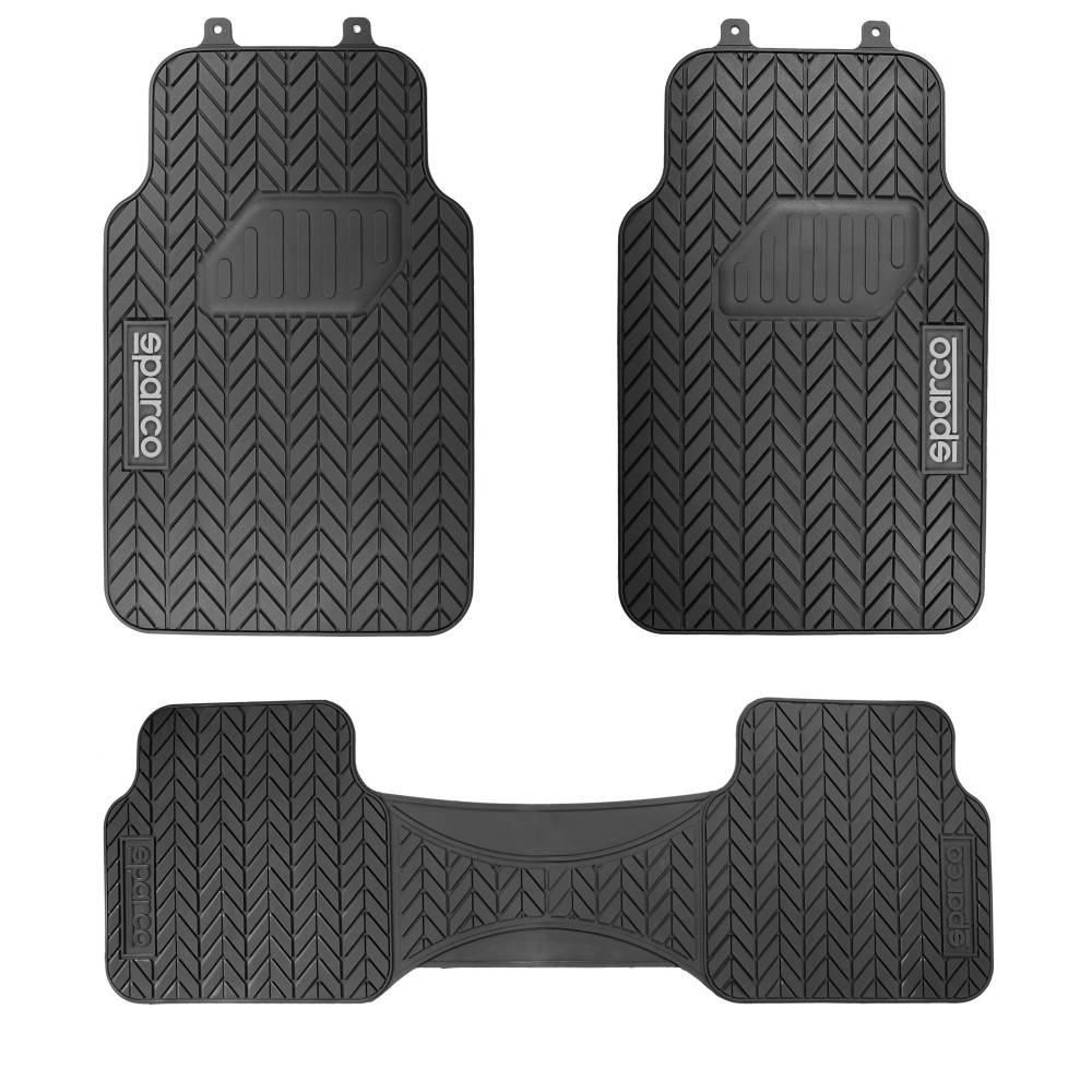 Πατάκια Αυτοκινήτου Λαστιχένια Μαύρα 3τμχ Sparco