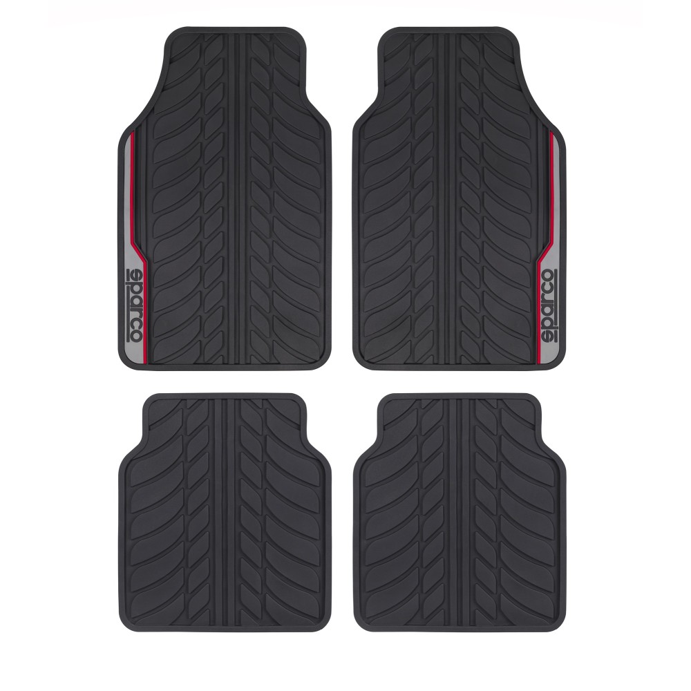 Πατάκια Αυτοκινήτου Λαστιχένια μαύρο-κόκκινο 4τμχ Sparco