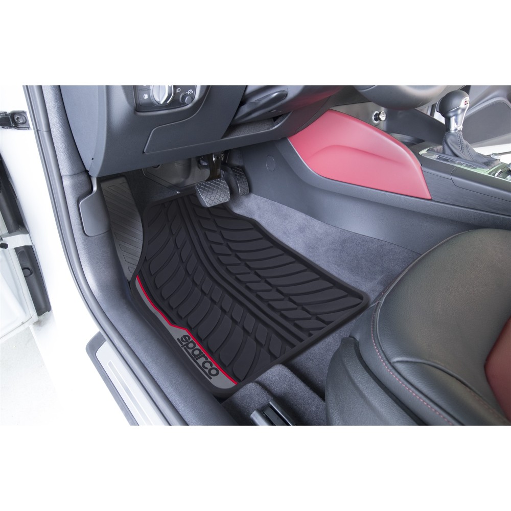 Πατάκια Αυτοκινήτου Λαστιχένια μαύρο-κόκκινο 4τμχ Sparco