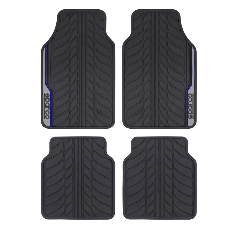 Πατάκια Αυτοκινήτου Λαστιχένια μαύρο-μπλέ γραμμή 4τμχ Sparco