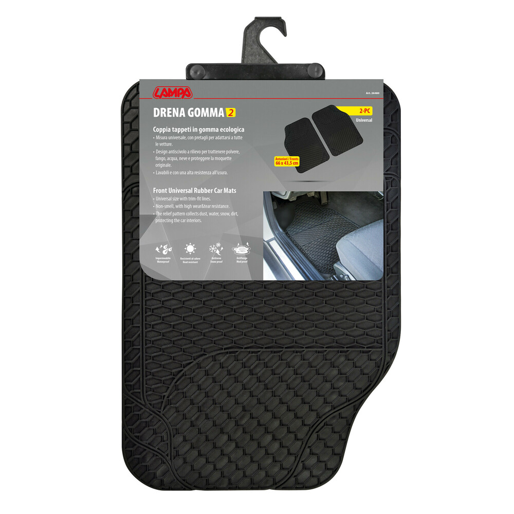 ΠΑΤΑΚΙΑ ΛΑΣΤΙΧΟ DRENA GOMMA 2 UNIVERSAL ΜΑΥΡΑ 43,5x66cm LAMPA -  2 ΤΕΜ