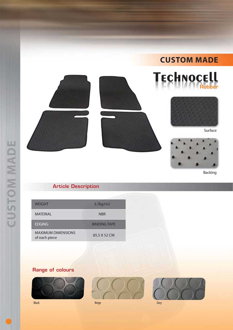 Σετ Πατάκια ΛΑΣΤΙΧΟ TECHNOCELL (Επί Παραγγελία)
