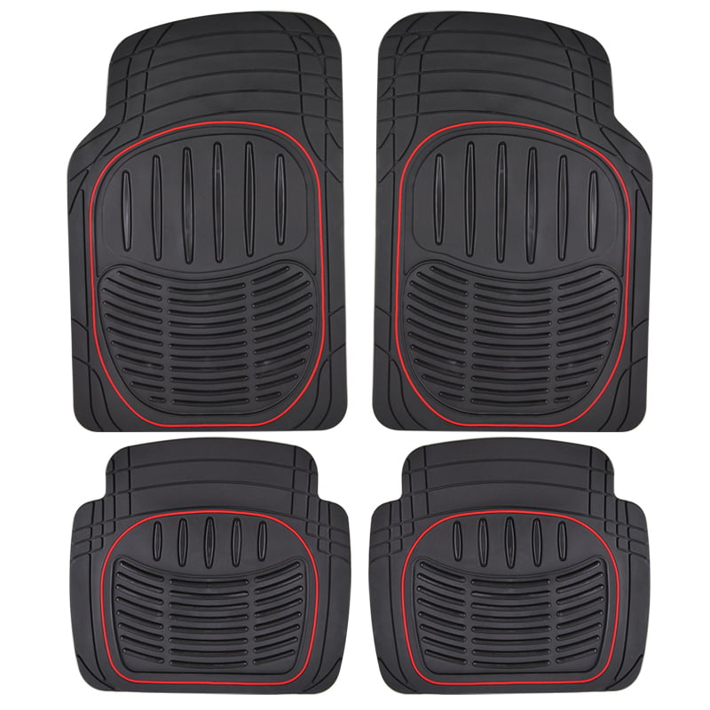 Σετ Πατάκια STRIPE (Λάστιχο / Μαύρο - Κόκκινο)