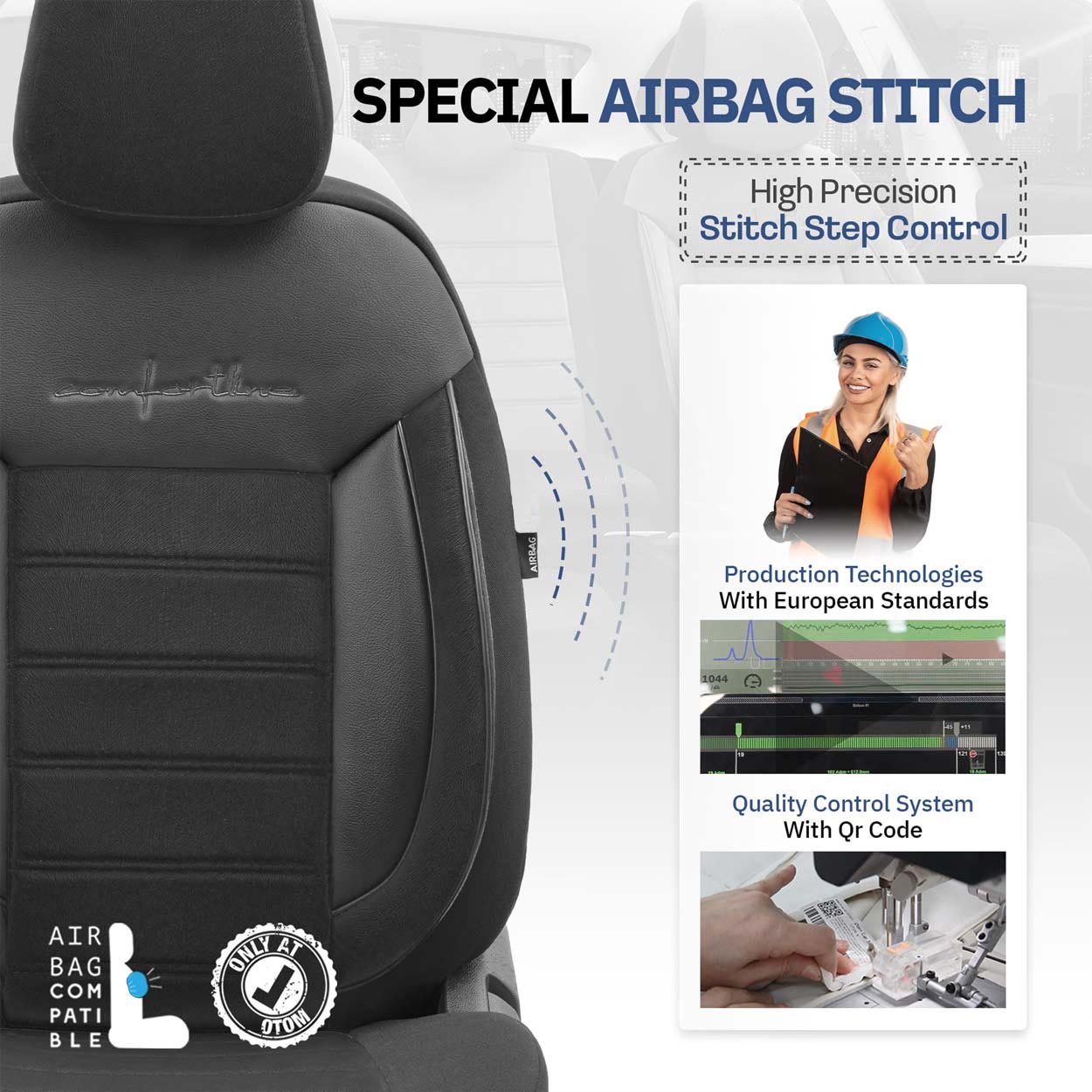 Amio - ΚΑΛΥΜΜΑΤΑ ΚΑΘΙΣΜΑΤΩΝ OTOM COMFORTLINE 209 ΜΑΥΡΟ ΥΦΑΣΜΑΤΙΝΟ SET - 1 σετ. (OT00758/AM)