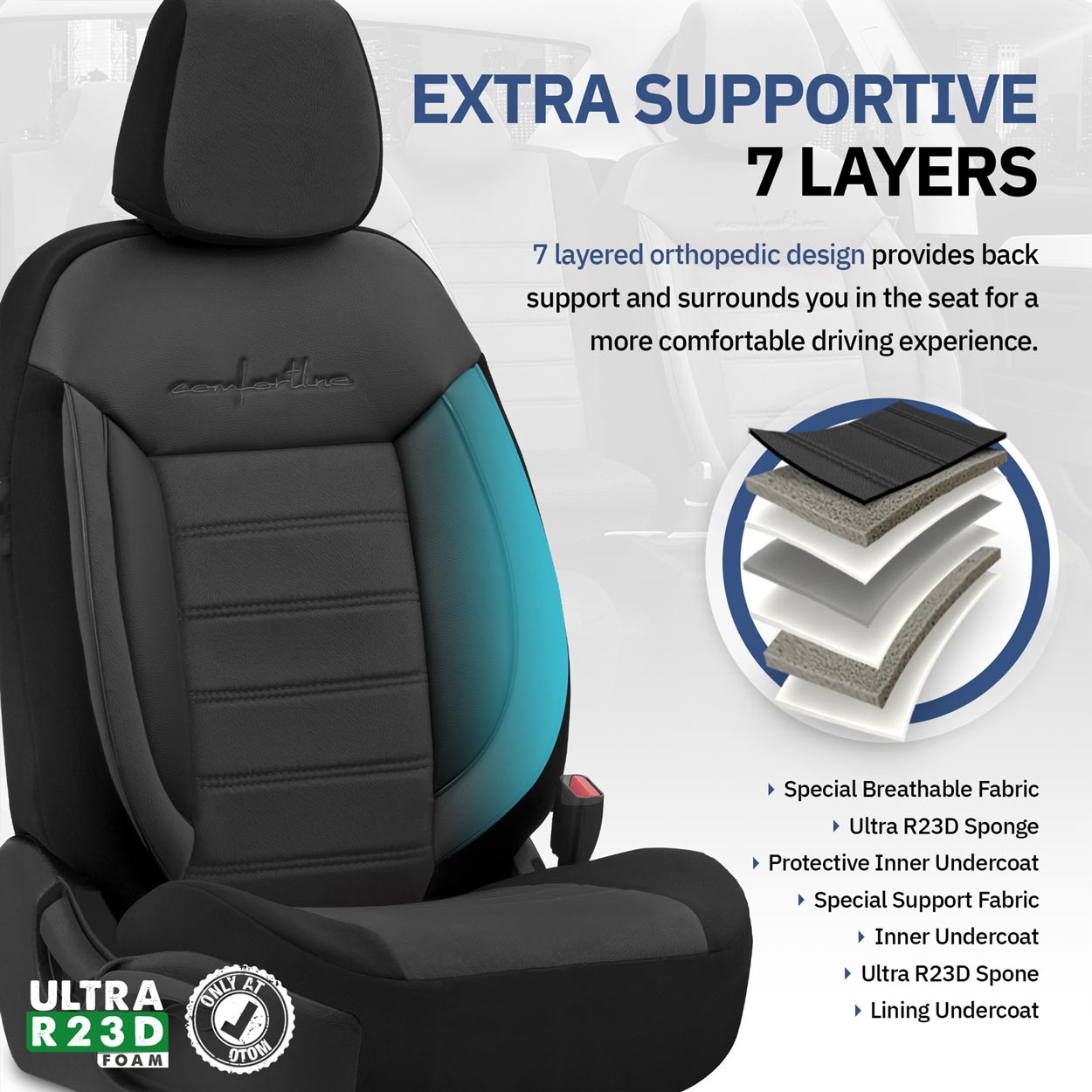 Amio - ΚΑΛΥΜΜΑΤΑ ΚΑΘΙΣΜΑΤΩΝ OTOM COMFORTLINE 209 ΜΑΥΡΟ ΥΦΑΣΜΑΤΙΝΟ SET - 1 σετ. (OT00758/AM)